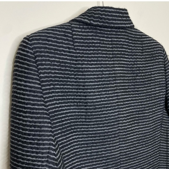 AKRIS Wool Blazer Jacket Striped Black Gray Preppy Layering Business Winter 12 - Picture 9 of 11